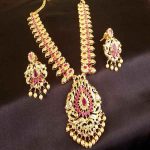 Marvellous High Gold Plated Pink Peacock Uncut Stone Bridal Necklace Set