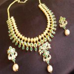 Amazing High Gold Plated Green Uncut Stone Necklace Set