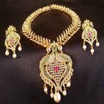 Marvellous Multi-Color AD Peacock Bridal Necklace Set with Ruby Stone