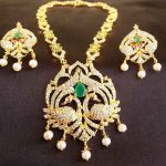 Gorgeous AD & Emerald Peacock Necklace Set