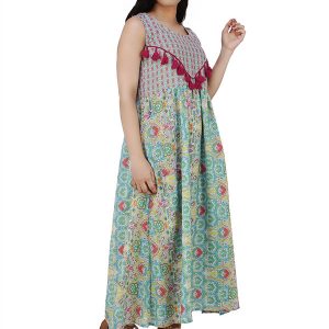 Women's Poly Voile Long Tassel Designed Flared Kurta (Multicolor)