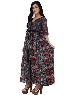 Women's Poly Voile Long Tassel Designed Button Closer Flared Kurta (Multicolor)
