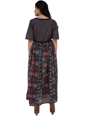 Women's Poly Voile Long Tassel Designed Button Closer Flared Kurta (Multicolor)
