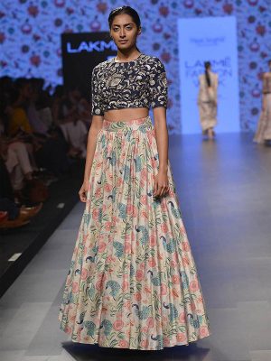 Multicolor Silk Embroidered Work Lehenga Choli With Dupatta