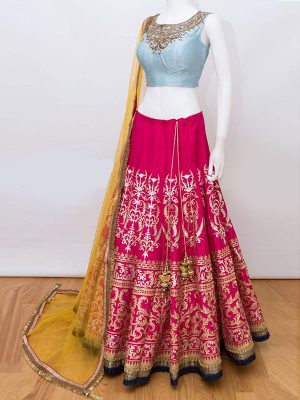 Cherry Red Color Thai Silk Heavy Hand Work Lehenga Choli With Dupatta