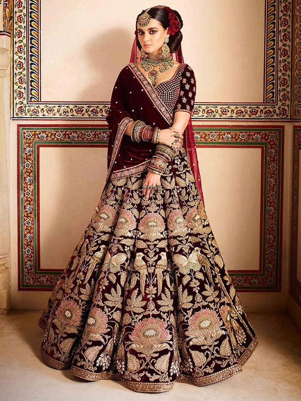 Maroon Color Velvet Heavy Embroiderd Work Lehenga Choli With