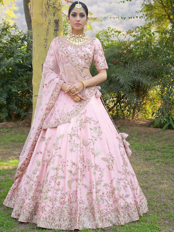 lotus pink colour lehenga
