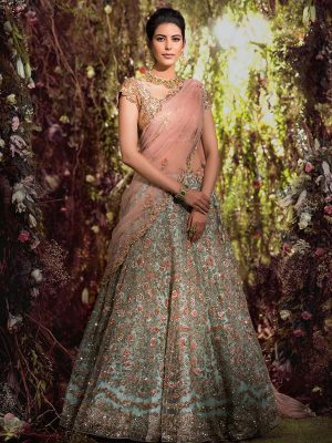 Breezy Blue Color Wedding Wear Heavy Bridal Nura Silk Embroidery Lehenga Choli With Dupatta