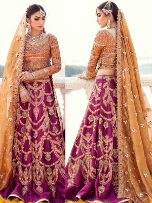Royal Blue Color Wedding Wear Heavy Bridal Jarman Silk Embroidery Lehenga Choli With Dupatta