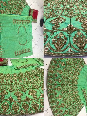 Parrot Green Color Wedding Wear Heavy Bridal Akira Embroidery Lehenga Choli With Dupatta