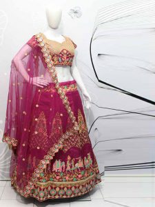 Dark Purple Color Wedding Wear Heavy Bridal Thai Silk Embroidery Lehenga Choli With Dupatta