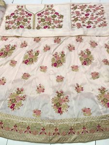 Rosy pink Color Wedding Wear Heavy Bridal Phantom Silk Embroidery Lehenga Choli With Dupatta