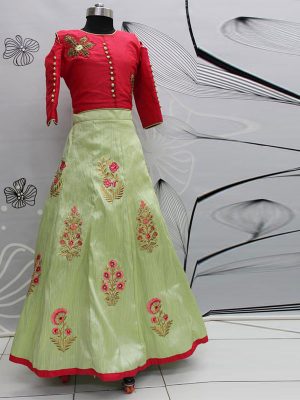 Aqua Pista Color Malbari Silk Embroidered Work Gown