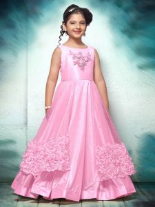 Baby Pink Color Net & Thai Silk Hand Work & Ribbin Embroidered Gown