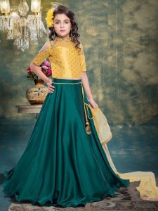 Teal Green Color Taffeta Silk Hand Work Lehenga Choli