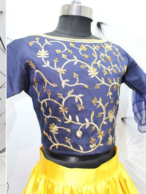 Multicolor Nylon Satin Silk Embroidery Work Gown
