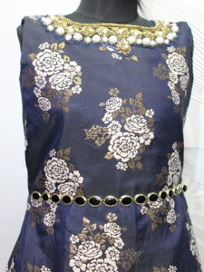 Navy Blue Color Jacquard Hand Work Gown