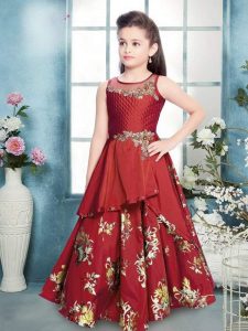 Maroon Color Taffeta Silk Hand Work Gown