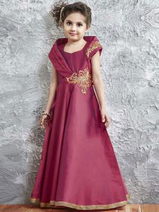 Magenta Color Taffeta Silk Hand Work Gown