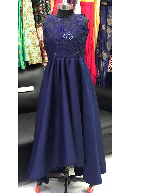 Purple Color Taffeta Silk Hand Work Gown - Zakarto