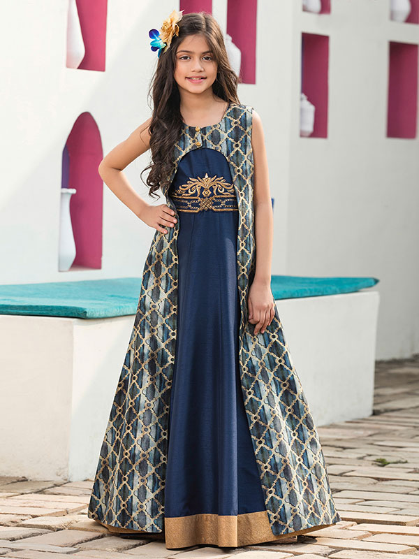 Sky Blue Color Silk Designer Anarkali Gown – TANHAI