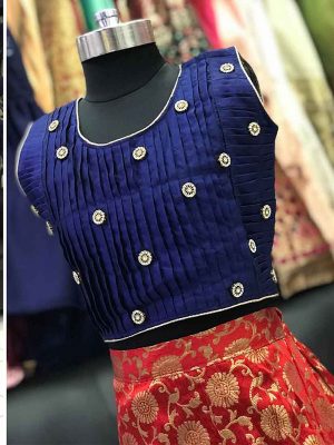 Navy Blue Color Taffeta Silk Lehenga Choli