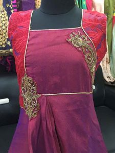 Burgundy Color Malbari Silk Hand Work & Embroidered Gown