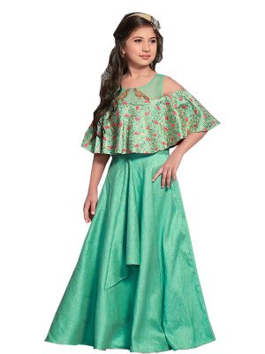 Mint Green Color Fanttom Jardosi & Thread Work Gown