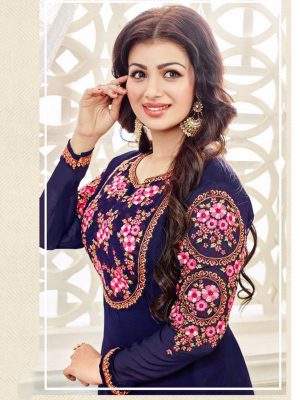 Ayesha Takia Blue Color Georgette Embroidered Salwar Suits