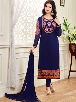 Ayesha Takia Blue Color Georgette Embroidered Salwar Suits