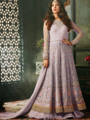 Sonal Chauhan Purple Color Heavy Net Embroidery & Codding & Sequence & Stone Anarkali Suits