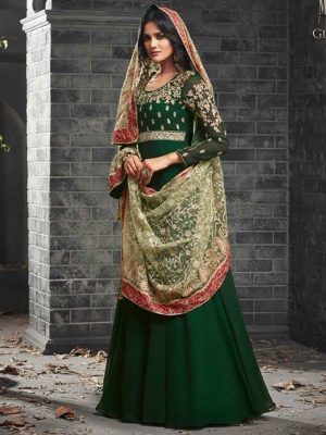 Sonal Chauhan Green Color Heavy Georgette Embroidery Work & Stone Anarkali Suits