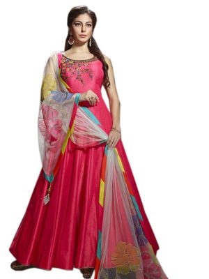 Pink Color Heavy Banglori Silk Embroidery Gown