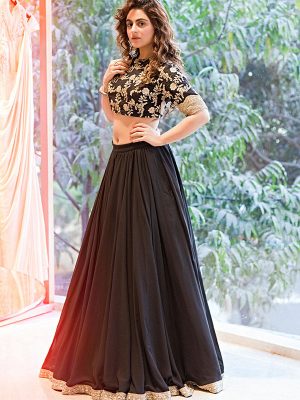 Black Art Silk Lehenga Choli With Dupatta