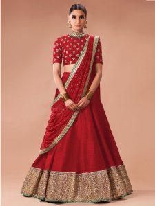 Red Butti Work Lehenga Choli With Dupatta