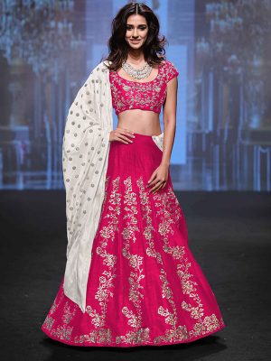 Pink Elegance Lehenga Choli With Cotton Embroidered Dupatta