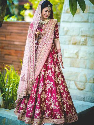 Bridal Lehenga Choli With Heavy Lace Work On Dupatta