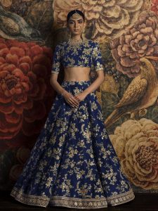 Blue Bridal Lehenga Choli With Heavy Lace Work On Dupatta