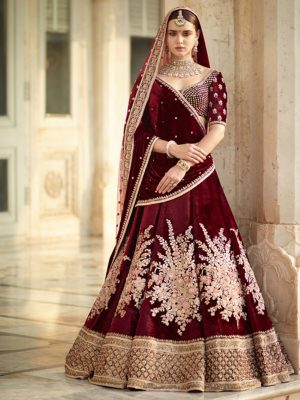 Gulkand Maroon Bridal Lehenga Choli Dupatta Set