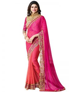 Prachi Desai Pink Georgette Saree With Blouse