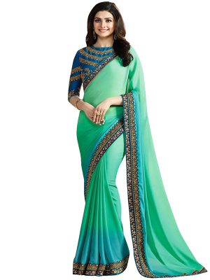 Prachi Desai Sea Green Georgette Saree With Blouse