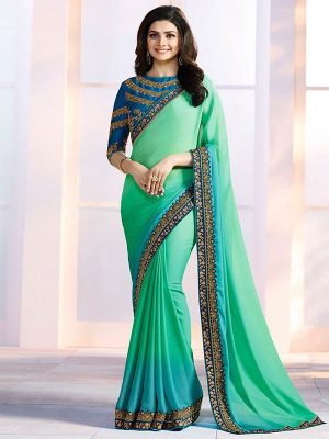 Prachi Desai Sea Green Georgette Saree With Blouse
