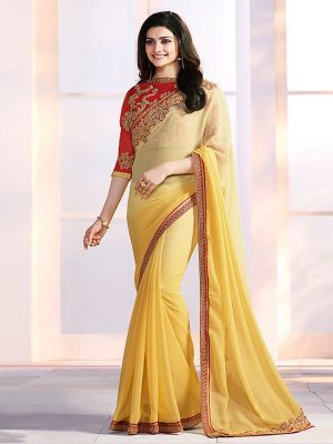 Prachi Desai Yellow Georgette Saree With Blouse