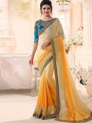 Prachi Desai Yellow Georgette Saree With Blouse