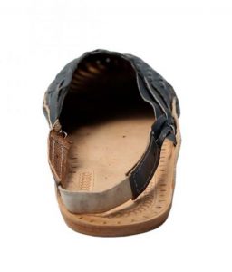 Grey Color Kolhapuri Leather Shoe With Chatai Design