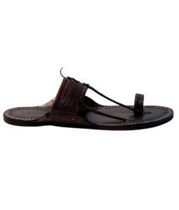 Kapshi Dark Brown Kolhapuri Chappal For Men