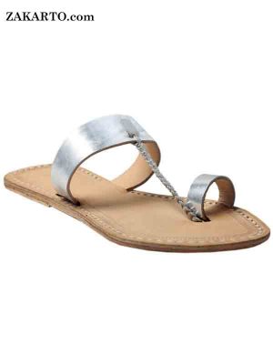 Metallic Silver Ladies Kolhapuri Chappal