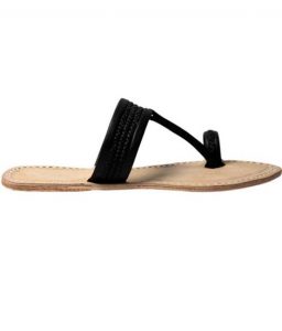 Black Three Braided Awesome Looking Kolhapuri Chappal