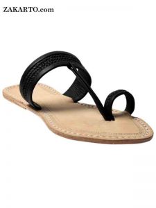 Black Three Braided Awesome Looking Kolhapuri Chappal