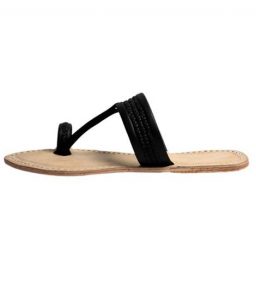 Black Three Braided Awesome Looking Kolhapuri Chappal